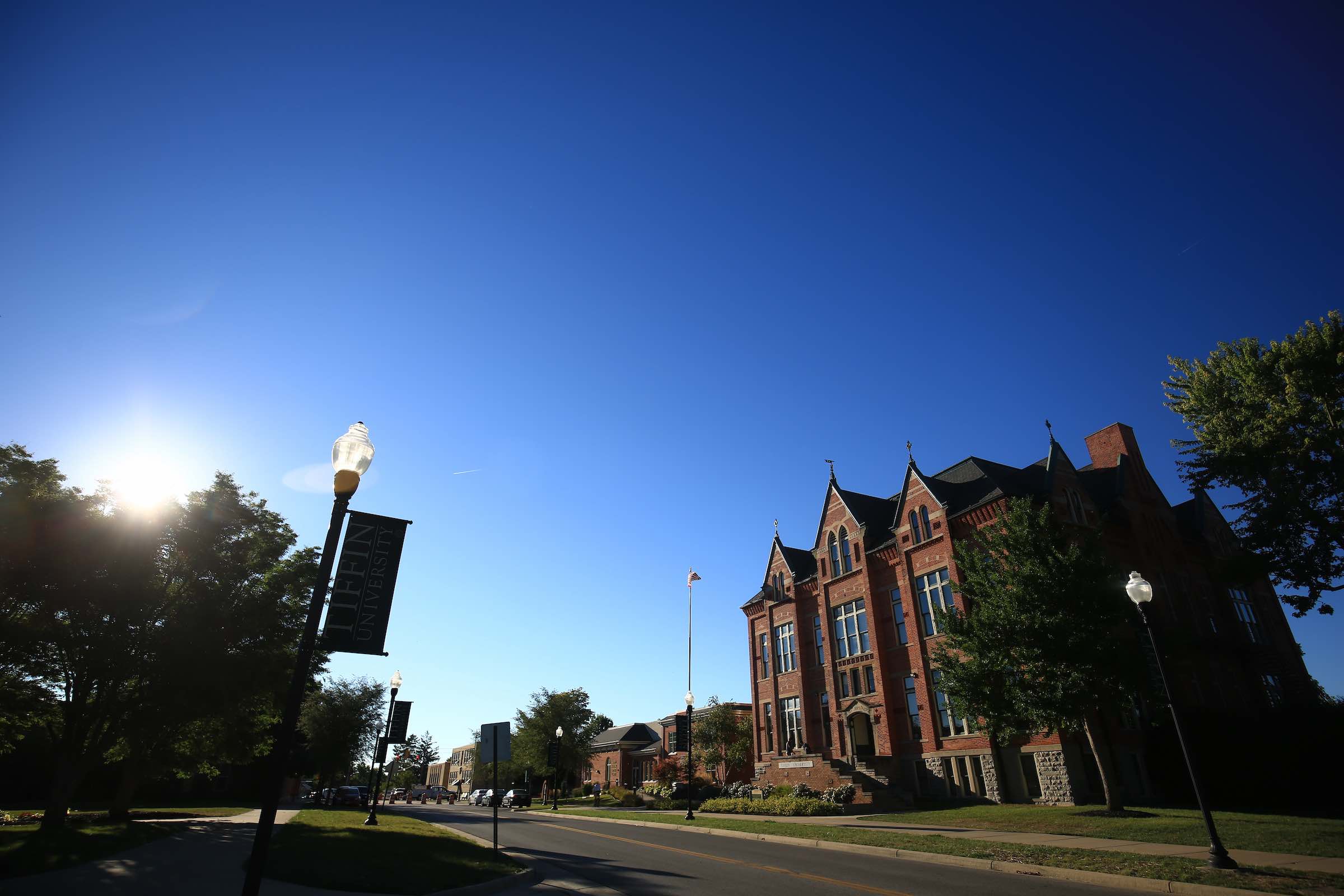 tiffin university main hall and lamp post