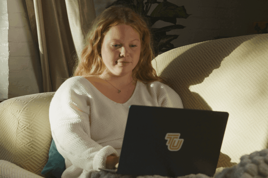 olivia webb on laptop
