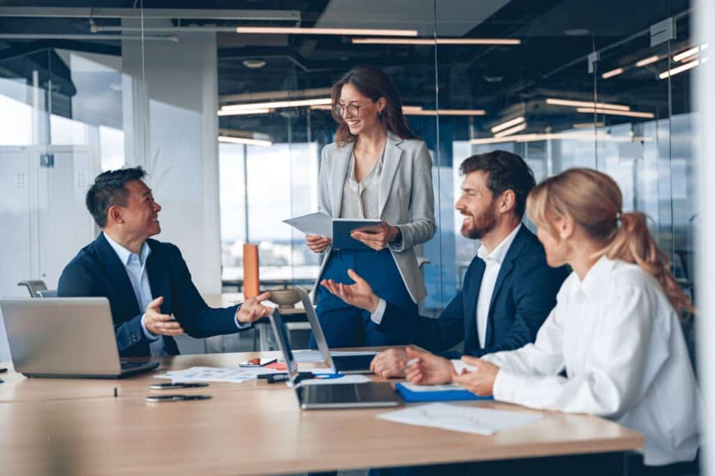 Business managers having a team meeting