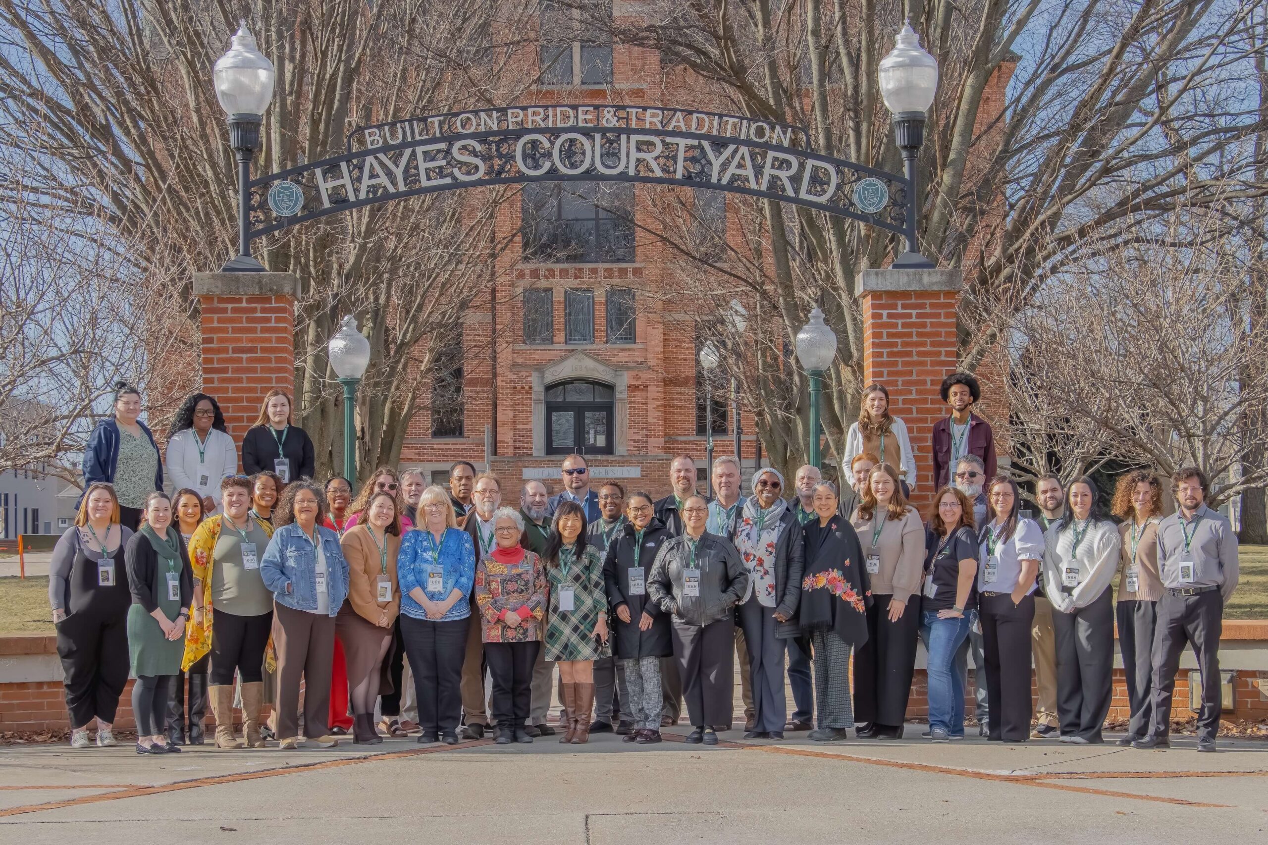 doctoral residency group photo in hayes courtyard