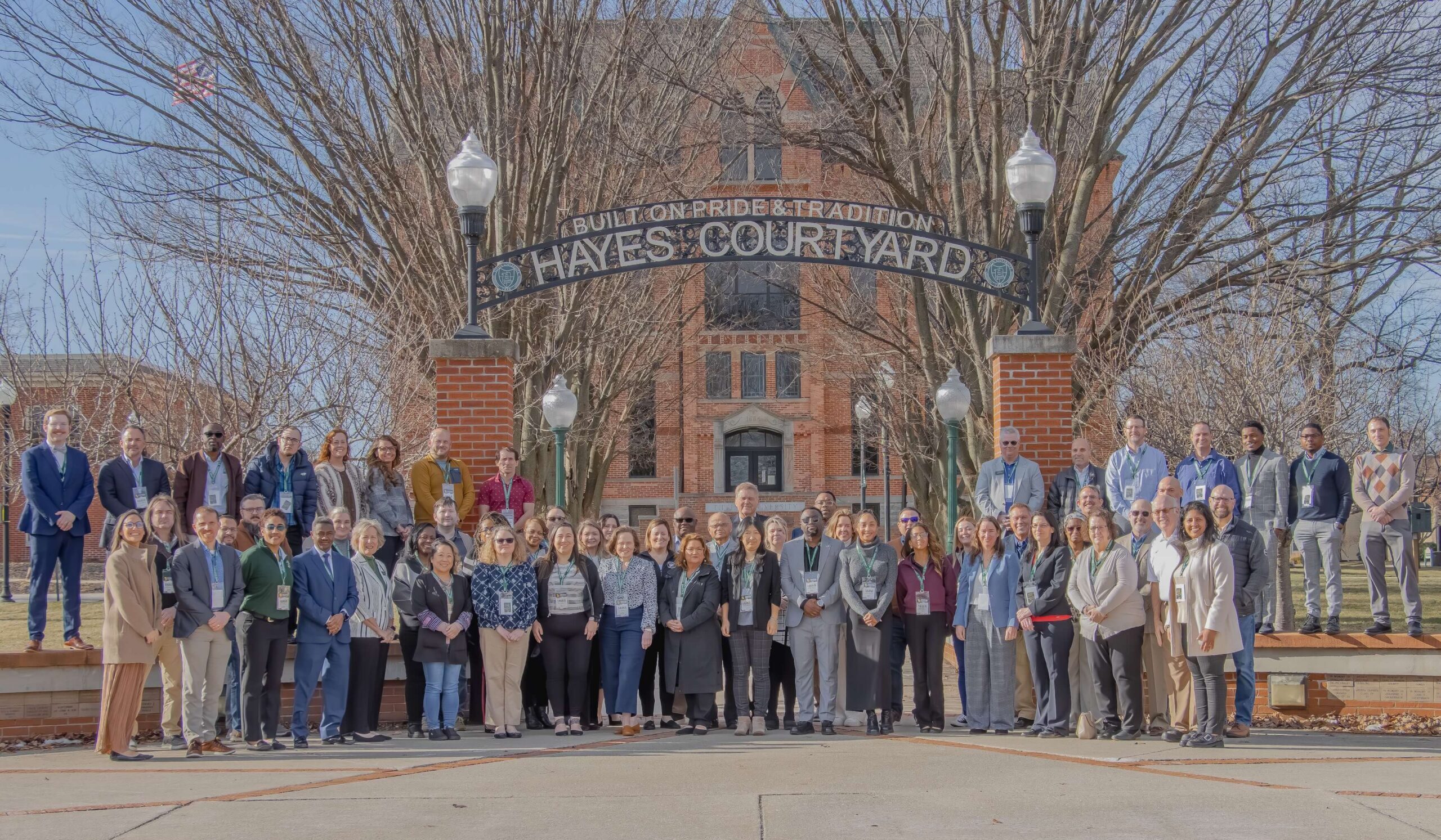 doctoral residency group photo in hayes courtyard