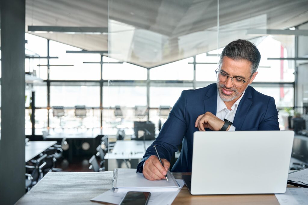 Certified fraud examiner working in an office