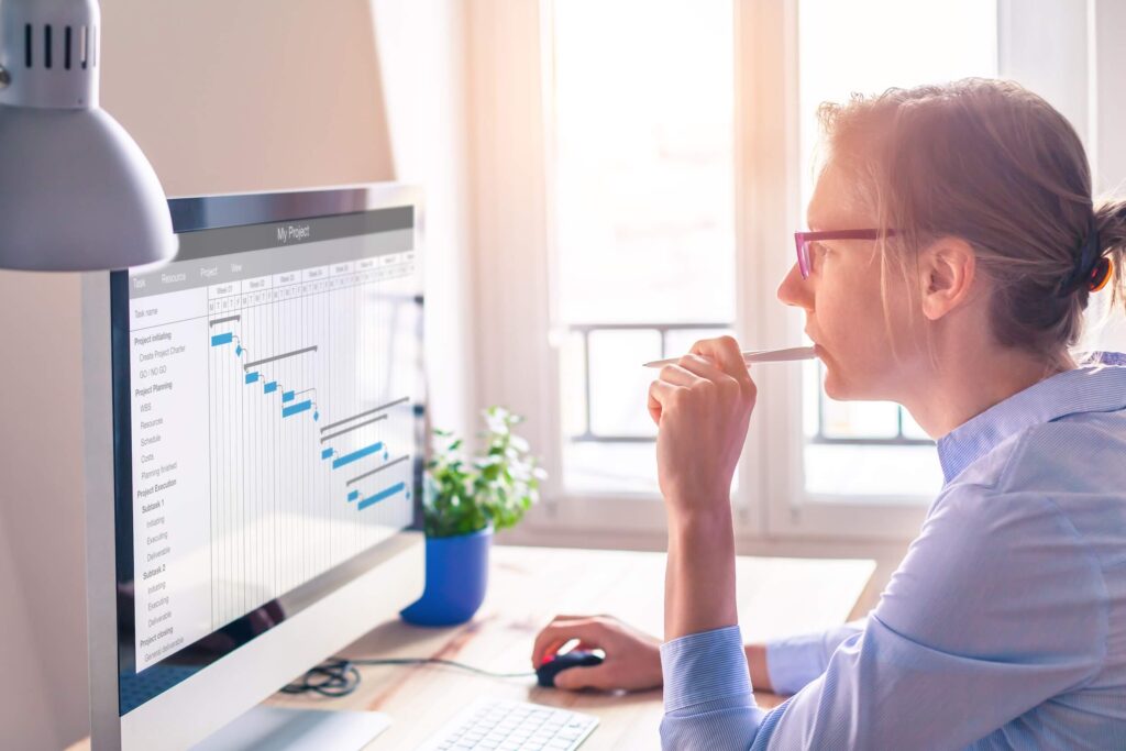 project manager working on gantt chart